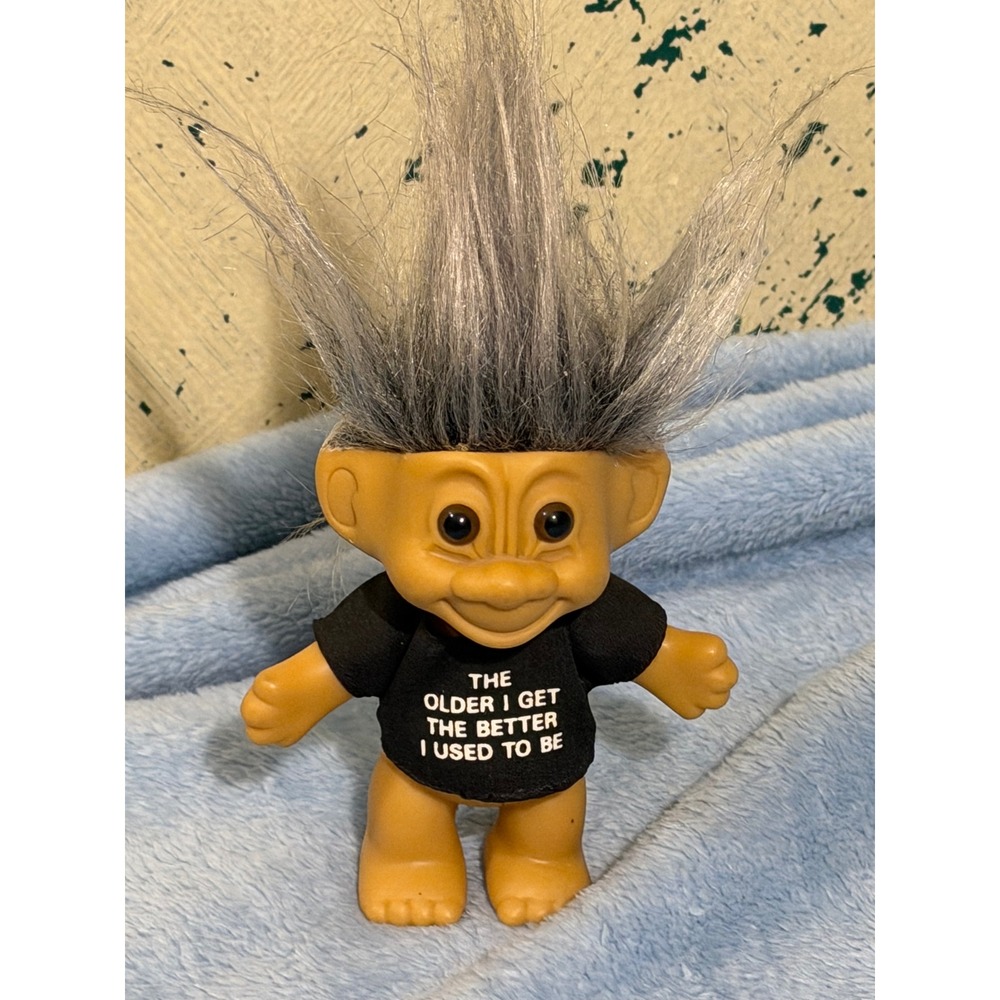 Vintage Russ Berrie Troll Doll Gray Hair Funny Shirt The Older I Get 18320